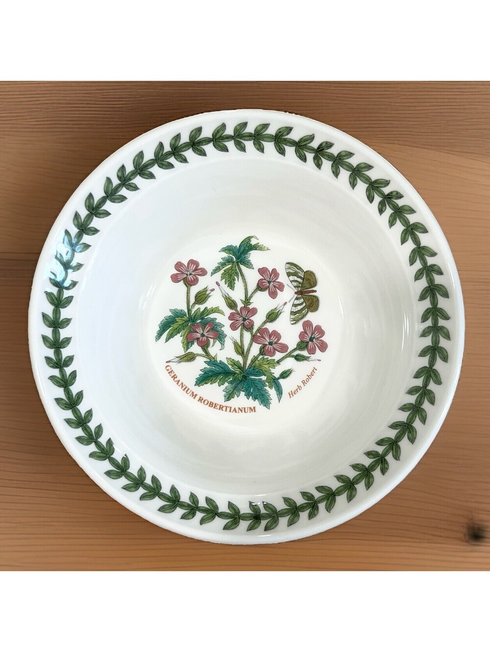 Portmeirion Botanic Garden Cereal Oatmeal Bowl Herb Robert Geranium England